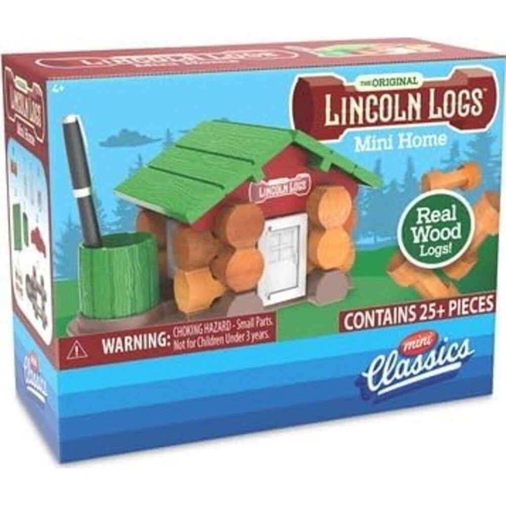 Lincoln Logs Original Mini Home 27 PC Building Set Mini Classics Real Wood Logs
